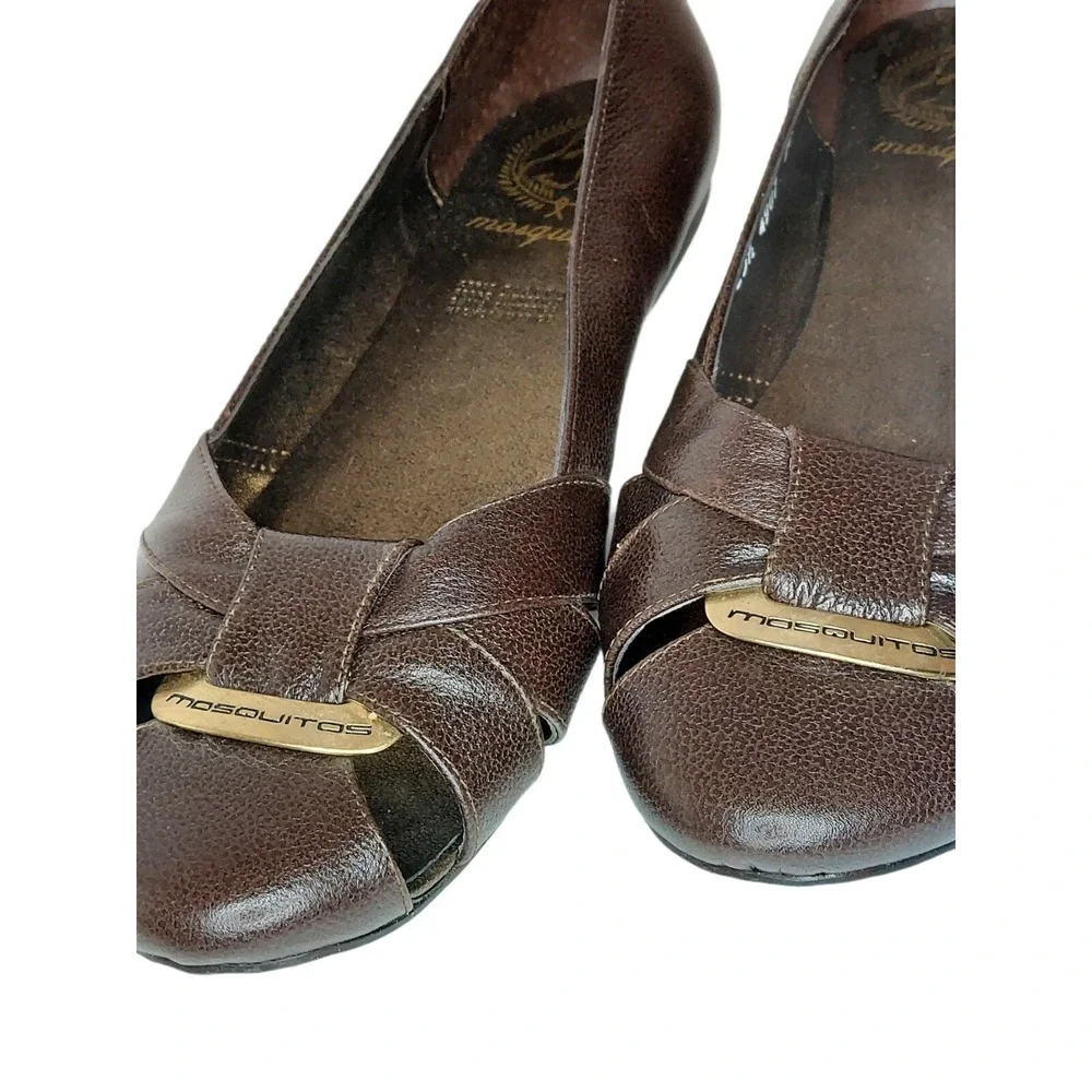 Mosquitos Mexican Leather Flat Dark Brown Closed‎ Toe Sandals/ Shoes Size 9.5